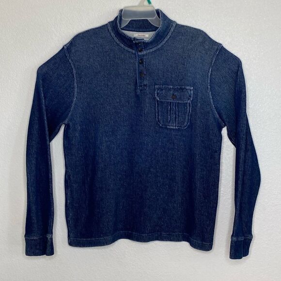 LUCKY BRAND True Indigo Pullover Ribbed Sweater Size L - Picture 1 of 7